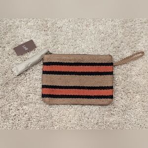 NWT J.Jill Zipper Jute Natural Clutch Handbag